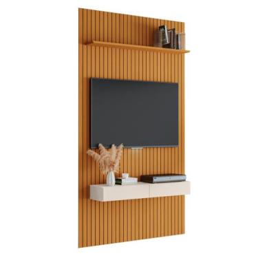 Imagem de Painel para TV até 55 Polegadas 1,39x2,40m Ripado com Nicho Arbo Cedro