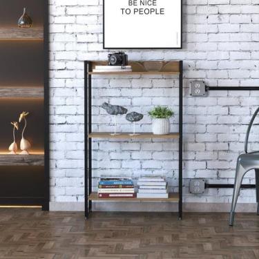 Imagem de Estante para Livro Industrial 3 Prateleiras 104CMX60CM Marrom/Lamina M
