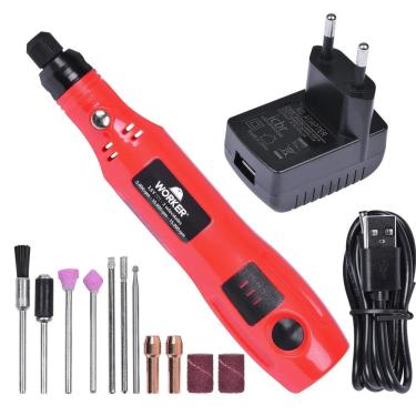 Imagem de Microrretífica 3,6V 13 Peças Bivolt Worker com 3 Velocidades Ajustáveis e Kit Completo de Acessórios