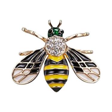 Imagem de Broche De Abelha Colorido Com Esmalte E Strass De Cristal, Joia Animal