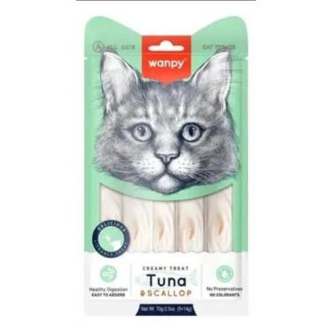 Imagem de Petisco Gato Wanpy Creamy Atum E Vieira 25 Und 14g 350g
