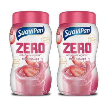 Imagem de Kit Bebida Em Pó Morango Zero Açúcar - Suavipan 2 Unidades 210g