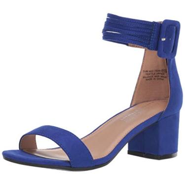 Imagem de Aerosoles - Sandália feminina Martha Stewart de salto médio - Sapato plataforma com tira aberta e palmilha de espuma viscoelástica, Tecido azul, 34