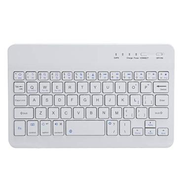 Imagem de Mini teclado Bluetooth, 59 teclas, teclado Bluetooth para computador tablet ergonômico, carregamento micro USB, para laptop/tablet, PC/smartphone, branco