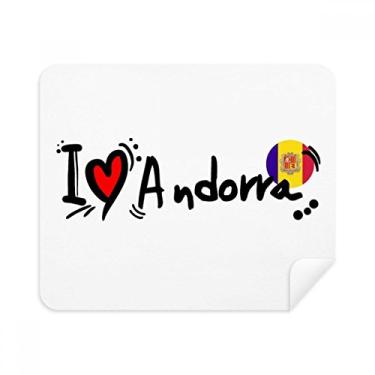 Imagem de I Love Andorra Bandeira de Palavras Amor Ilustração Coração Pano de Limpeza Limpador de Tela 2 Peças Tecido de Camurça