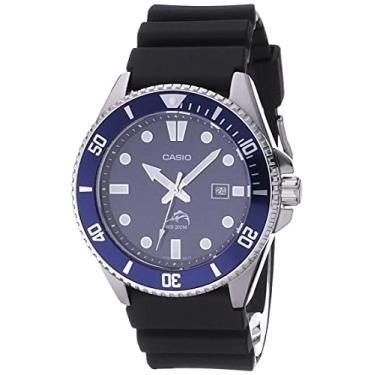Imagem de Casio Série MDV106 | Relógio analógico unissex | 200 m WR | Caixa de aço inoxidável | Pulseira de resina | 2 ponteiros analógicos (HR, min, SEC) | Exibição da data | Coroa rosqueada/parte traseira da