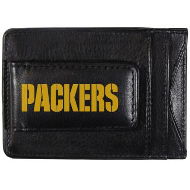 Imagem de Siskiyou Sports Porta-dinheiro e cartão de couro com logotipo NFL Green Bay Packers, preto