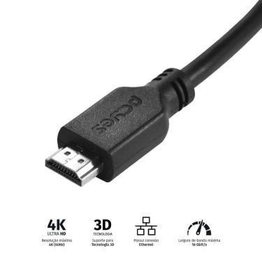 Imagem de Cabo Hdmi 2.0 4k 30awg Puro Cobre 1 Metro - Phm20-1