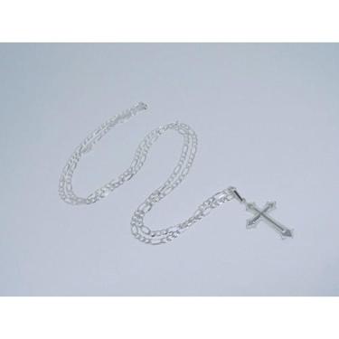 Imagem de Corrente Cordão Masculino 5mm Pingente Crucifixo Prata 925