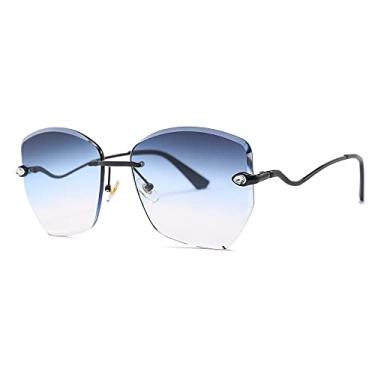 Imagem de Sunglasses Women Unisex Fashion Outdoor UV400 Sport Rimless Sun Glasses For Female Oculos,Blue,china