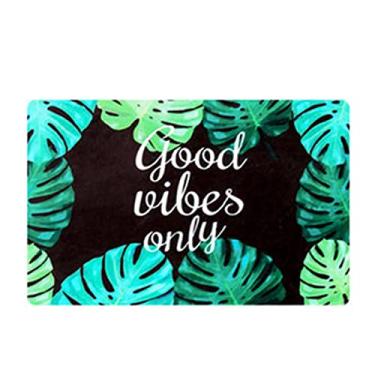 Imagem de Tapetes de banheiro, tapetes macios de banheiro - tapete de banheiro com água seca rápida, tapete de banheiro fino sob a porta, tapetes de banheiro antiderrapantes para banheiro, lavagem à máquina (folhas verdes de 40,6 x 119,4 cm)