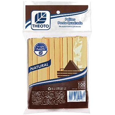 Imagem de Theoto 51055 Palito de Madeira para Sorvete Ponta Quadrada, Multicores, 100 unidades