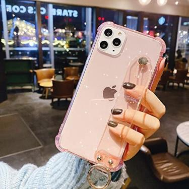 Imagem de Capa de telefone com alça de pulso com glitter transparente para iPhone 11 12 13 Pro Max X XR XS Max 7 8 Plus SE 2020 Capa de suporte, rosa, para iPhone 7plus