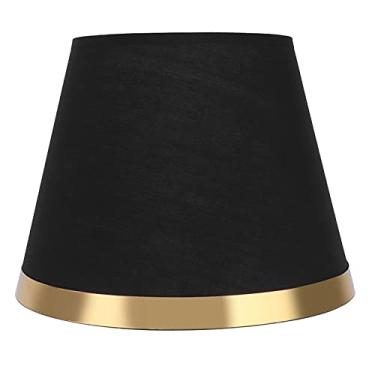 Imagem de Abajur pequeno barril, abajur de pano simples estilo europeu moderno abajur de mesa E27 lâmpada de chão lustre luminária para quartos (PX125 preto)
