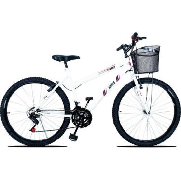 Bicicleta Amarela e Branca Aro 26 18 Marchas Pro Tork Ultra em