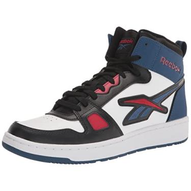 Imagem de Reebok Tênis de basquete unissex adulto ressonador médio, Branco/Preto/Azul Batik, 14.5 Women/13 Men