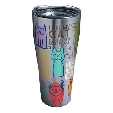 Imagem de Tervis Frases de gato com paredes triplas e taças isoladas mantém as bebidas frias e quentes, 850 g, aço inoxidável