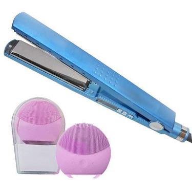 Imagem de Kit 1 Prancha Nanotitanium + 1 Esponja Facial Rosa Bebê Nº5