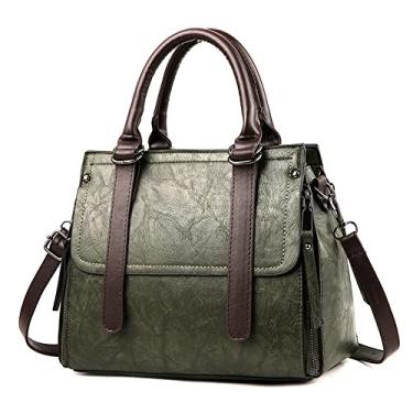Imagem de Bolsa feminina de mão superior bolsa de couro grande transversal moda feminina bolsa de ombro bolsa com zíper, Verde