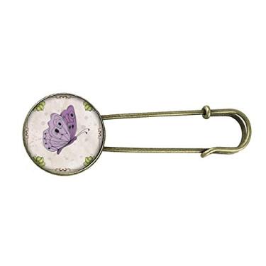 Imagem de Borboleta roxa com citação broche de metal retrô clipe de joia