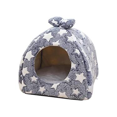 Imagem de Fenteer Cama de gato de pelúcia, tenda para animais de estimação, superfície, durável, privacidade para cães pequenos, base, Tamanho S