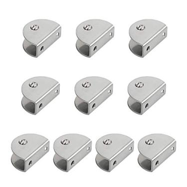 Imagem de Aopin Suporte de prateleira de vidro, clipes de vidro ajustáveis, suportes de braçadeira de vidro, acabamento escovado de superfície plana de aço inoxidável, para 10 ~ 15 mm/0,39 ~ 0,59 espessura de madeira / acrílico/vidro, 10 peças (semicirculo)