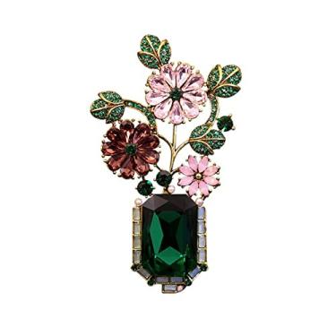 Imagem de KIZQYN Broche feminino feito à mão requintado broche de jardim europeu retrô verde broche feminino xale suéter casaco broche acessório de fantasia