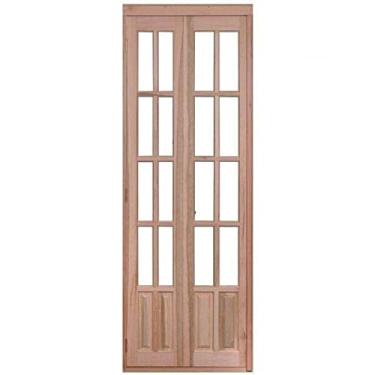 Imagem de Portas Camarão para Vidros Quadriculados com Almofadas Sanfona à Esquerda Rondosul Natural