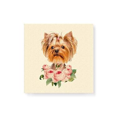 Imagem de Arte Maníacos Quadro Decorativo em Tela Canvas Yorkshire Flores - 30x30cm