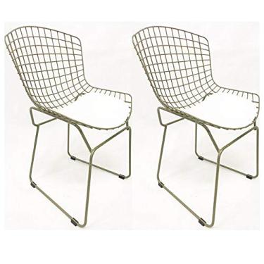 Imagem de Kit 2 Cadeiras BERTOIA cor Rato assento branco - Poltronas do Sul