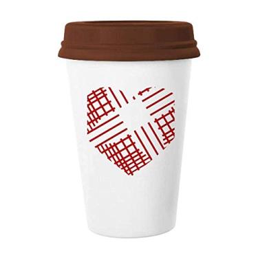 Imagem de Caneca vermelha de coração para o dia dos namorados, copo de cerâmica de vidro para beber café