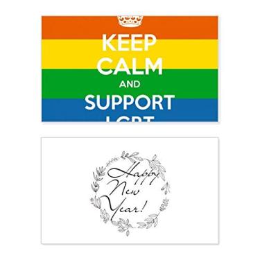 Imagem de Bandeira bissexual, arco-íris, transgênero, LGBT, ano novo, festival, cartão de felicitações, mensagem de abenção presente