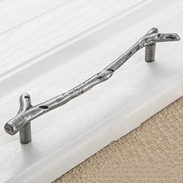 Imagem de Puxador de armário de galho de árvore retrô, cozinha, armário, gaveta, puxador, maçaneta, ferragem, 6, prata, 128 mm