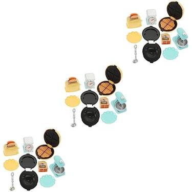 Imagem de ibasenice 3 Partidas Fogão Casa De Boneca Mini Brinquedo De Cozimento Modelo Mini Cesto De Ovos Brinquedo De Cozinha Em Miniatura Mini Batedor Plástico Filho Café Da Manhã Máquina De Waffles