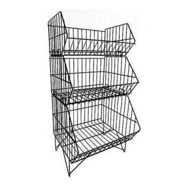 Imagem de Cesto Expositor Triplo P/ Lojas Conainer 3 Cestos Aramado Gg