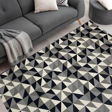Imagem de Tapete Antiderrapante para Sala Grande Luxuoso (1,35 X 3,00 m, ABSTRATO PRETO E CINZA)