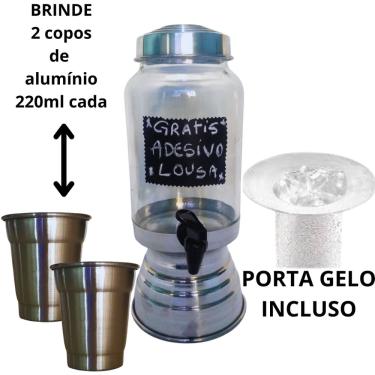 Imagem de Dispenser de bebida de vidro com porta gelo 2 copos Suqueira refresqueira