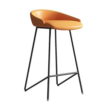 Imagem de Banquetas de bar casa restaurante cadeira alta de metal moderna minimalista cadeira de bar cafeteria banqueta de bar cadeira de bar banquetas de balcão (H 25,6 polegadas) cadeiras de bar (cor: laranja 3)