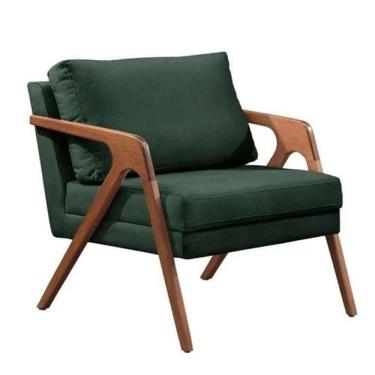 Imagem de Poltrona Decorativa Mona Luxo Premium Base Em Madeira Maciça