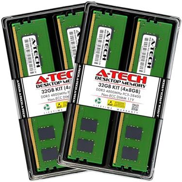 Imagem de A-Tech Kit de 32 GB (4 x 8 GB) DDR5 4800 MHz PC5-38400 CL40 UDIMM 1,1 V Non-ECC Unbuffered DIMM 288-Pin Desktop PC/Computer RAM Memory Upgrade Modules