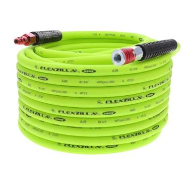 Imagem de Flexzilla Mangueira de ar com acoplador e plugue industrial tipo D ColorConnex, 9,5 mm x 30,5 m, resistente, leve, híbrida, ZillaGreen - HFZ38100YW2-D
