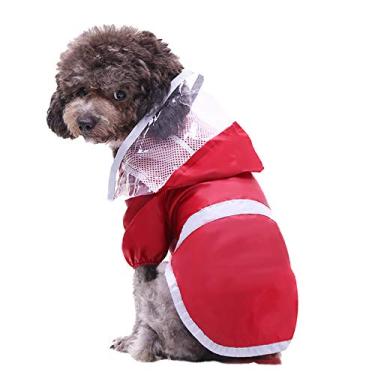 Imagem de GYDD Capa de chuva para cães impermeável casaco para cães colete refletivo para animais de estimação vestuário para cães pequenos, médios e grandes poncho, (P-9XL) vermelho-XL