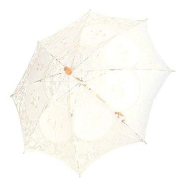 Imagem de Guarda-sol De Renda Vintage, Guarda-chuva De Noiva De Casamento, Guarda-chuva De Renda De Noiva Para Decoração De Foto, Festa De Chá, Tamanho Adulto(L-Bege)