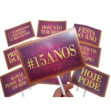 Imagem de Plaquinhas Divertidas Debutante 15 Anos - 10 Unidades