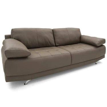 Imagem de Sofá Herval 3 Lugares Lenox, Couro Marrom
