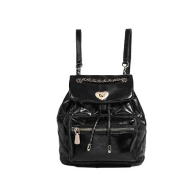 Imagem de Mochila antirroubo em couro PU Design Bolsa de ombro para mulheres e bolsa de mão com múltiplos bolsos e alça ajustável (A)