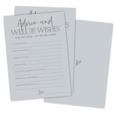 Imagem de 30 cartas de conselhos e desejos de felicidades para festa de casamento, chá de panela minimalista, Sr. e Sra, recém-casados, lembrancinhas e suprimentos de festa de noivado (cinza) -A01