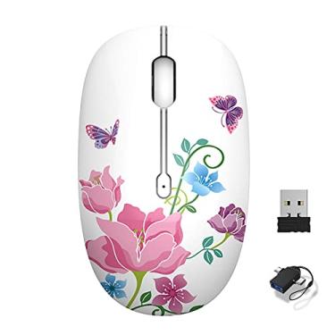 Imagem de Lindo mouse sem fio, 2,4 G, silencioso, escritório, negócios, mouse com receptor USB, mouse óptico de 1200DPI para laptop, notebook, PC, computador (manteiga)