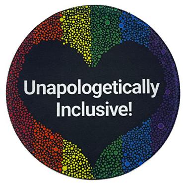 Imagem de Unity Books - Tapete de rato redondo inspirador para Apple Magic Mouse e Laptop, almofadas fofas para mesa de escritório, design estético artístico apresenta LGBTQ+ arco-íris e mensagem inclusiva –