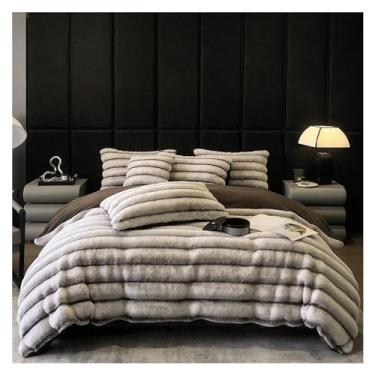 Imagem de Jogo de cama de inverno, macio, listrado, estereoscópico, lençol de cima e fronha, macio (6 king)